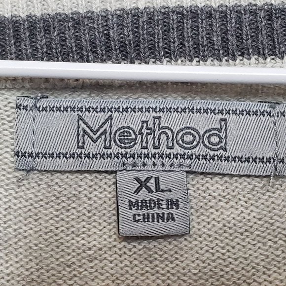 Mens Sweater Vest Pullover Gray Black Argyle Size XL Cotton Method - Picture 4 of 6